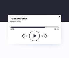 Podcast player interface design in minimal style vector