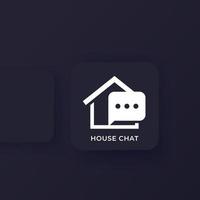 diseño de logotipo de chat en casa para aplicaciones vector
