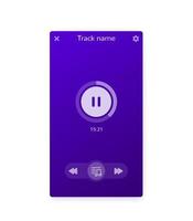 Audio player interface, mobile app ui design vector