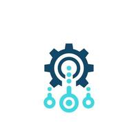 Integration, optimization vector icon with cogwheel