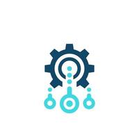 Integration, optimization vector icon with cogwheel