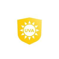 UVA protection icon, sun and shield vector