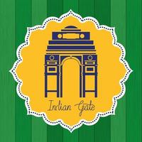 indian gate temple with lace frame vector