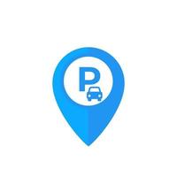 icono de vector de pin de ubicación de aparcamiento de coche