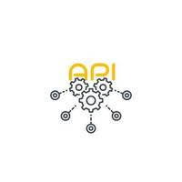 API vector line icon with cogwheels