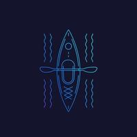 kayak top view, linear vector illustration