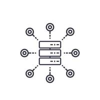 mainframe, server, hosting service linear icon on white vector