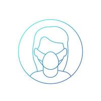 woman in face mask thin line icon vector