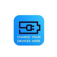 battery and electric plug, charge your devices vector sign