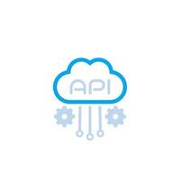 api en la nube, icono de integración de software vector