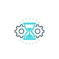 efficiency, time management, icon with sandglass and cogwheels vector