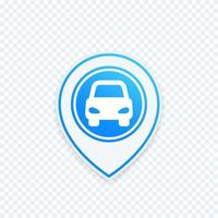 car parking icon on map pointer, location, navigation mark vector