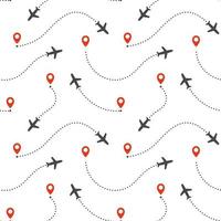 Seamless Pattern of the aircraft routes. Airplane trip texture for travelers. Ideal for packaging design, brochures, posters and clothing. Vectors