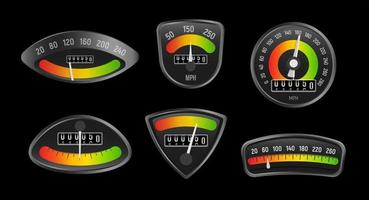 Set of business indicators for marketing research and business valuation. Analog measuring instruments, vector illustration.