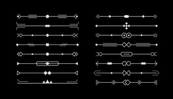 Book chapters dividers set. Decorative frames elements collection. Isolated notebook linear geometrical decorations vector illustration.