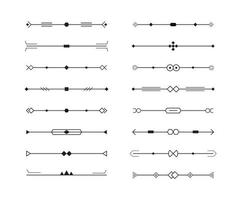 dividers vector set of geometric lines for page decor, art border and frame design, black stripes collection on white background, minimal style