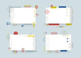 Blank office sheets set. Empty notebook pages collection. Minimalistic memo, reminder templates. Memphis style booklet papers. Stationary with geometrical elements. Business card. Corporate brochure. vector