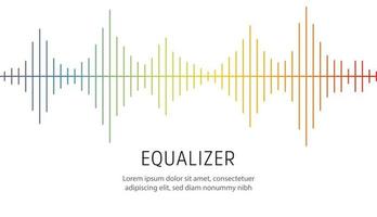 Colorful lines on white background. Radio wave or music equalizer, sound wave. Stylized Cardiogram, interface design for medical equipment, vector illustration.