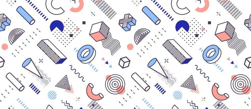 Geometric memphis pattern, Abstract seamless texture for business. Modern Flat graphic design element. Vector Background.