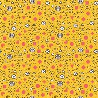 Fondo geométrico de memphis amarillo abstracto de patrones sin fisuras. textura de vector. vector