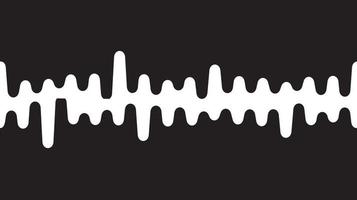 Ilustración de vector de onda de sonido o onda de radio sobre fondo negro.