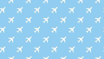 Airplane seamless background. Aircraft transportation blue and white pattern template. Aviation vector repeatable texture.