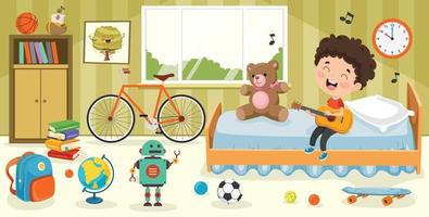 Child Having Fun In A Room vector