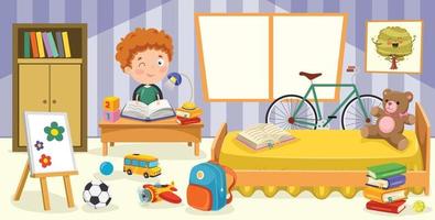 Child Having Fun In A Room vector