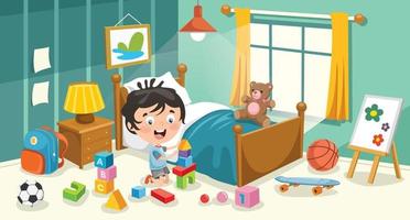 Child Having Fun In A Room vector