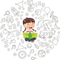 School Kid Reading Book vector