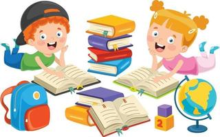 School Kid Reading Book vector