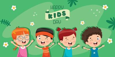 Children Lying On Grass vector