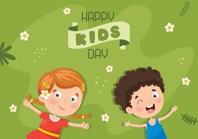 Children Lying On Grass vector