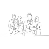 continuous line drawing of business team vector illustration