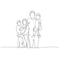 continuous line drawing of happy family vector illustration
