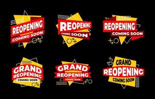 Business Reopening Sticker Pack Set vector