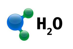 modelo de química de la molécula de agua h2o elementos científicos. partículas integradas de hidrógeno y oxígeno compuesto inorgánico natural. Ilustración de vector de estructura molecular 3d aislado sobre fondo blanco