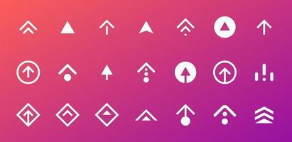 Swipe up button icon set. Application and social network scroll arrow pictogram for stories design blogger app. Vector flat modern gradient story ui element illustration