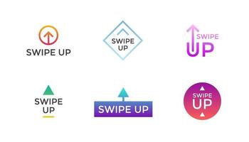 Swipe up button icon set. Application and social network scroll arrow pictogram for stories design blogger. Vector flat modern gradient style eps 10