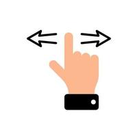 Vector touch screen drag and drop gesture swipe left and right hand finger pictogram icon. Flat illustration on white background