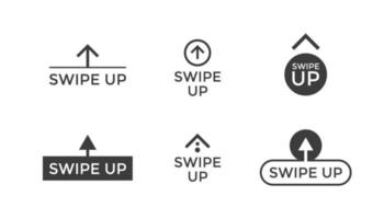 Swipe up button scroll pictogram icon set for blogger web ui design. Vector arrow up for application and social network stories. Eps isolated illustration