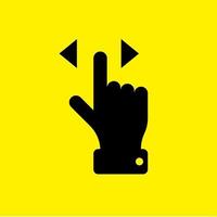 Vector touch screen gesture swipe left and right hand finger pictogram icon. Flat illustration on yellow background