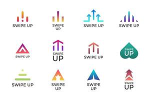 Swipe up button icon set. Application and social network scroll arrow pictogram for stories design blogger app. Vector flat modern gradient story ui illustration
