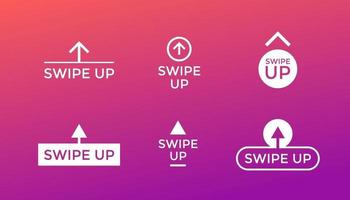 Swipe up button icon set on gradient background. Application and social network scroll arrow pictogram for stories design blogger. Vector modern eps illustration