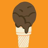 Colorful freehand drawing of a cone of icecream. vector