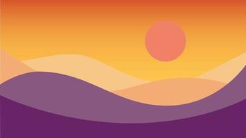 Simplicidad del paisaje de dunas de arena del desierto cuando el fondo de pantalla de estilo moderno al atardecer. vector