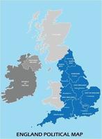 Mapa político de Inglaterra dividido por estilo de simplicidad de esquema colorido de estado. vector