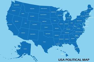 mapa político de los estados unidos de américa dividido por estado estilo de simplicidad de contorno colorido. vector