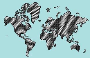 Freehand drawing world map sketch on white background. Vector illustration.