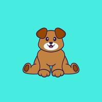 lindo perro está sentado. aislado concepto de dibujos animados de animales. Puede utilizarse para camiseta, tarjeta de felicitación, tarjeta de invitación o mascota. estilo de dibujos animados plana vector